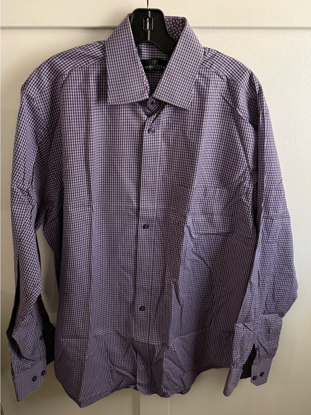 Bugatchi Men's Purple Houndstooth Dress Shirt (17 - 34/35) New